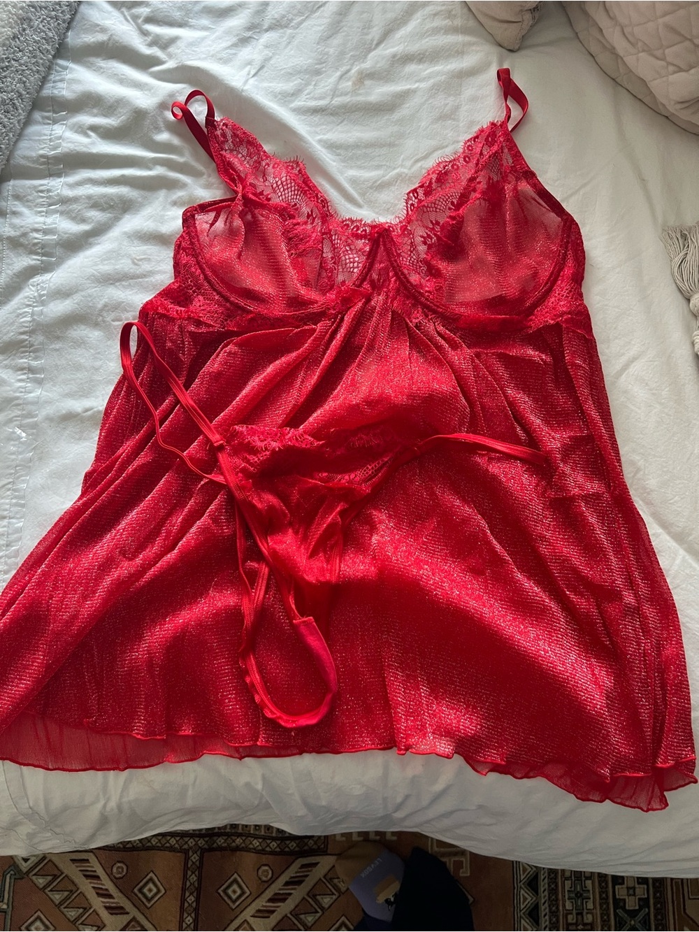 Bundle of 2 Red Lace Pure Romance Lingerie Nightgowns Size 3X - Picture 7 of 13